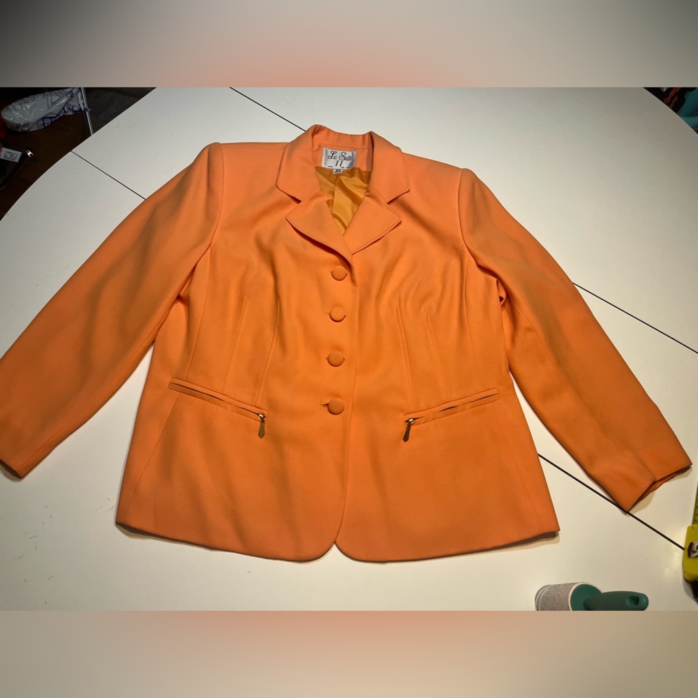 Le Suit Plus Size 16W Solid orange Blazer Jacket Suit Separate spring easter